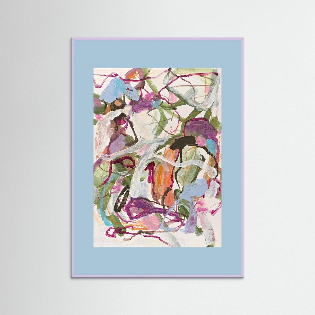 Wind Song -  Framed Fine Art Paper Print with Light Blue Passepartout