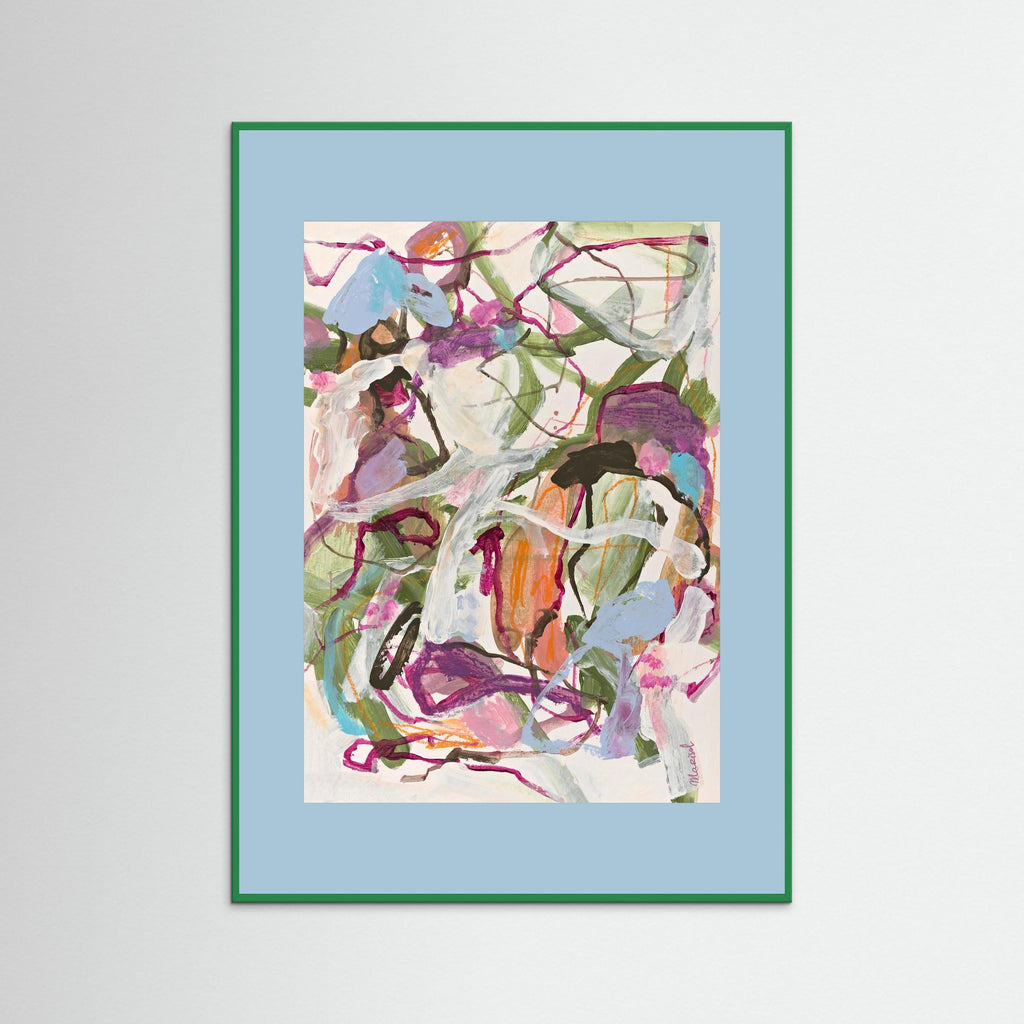 Wind Song -  Framed Fine Art Paper Print with Light Blue Passepartout