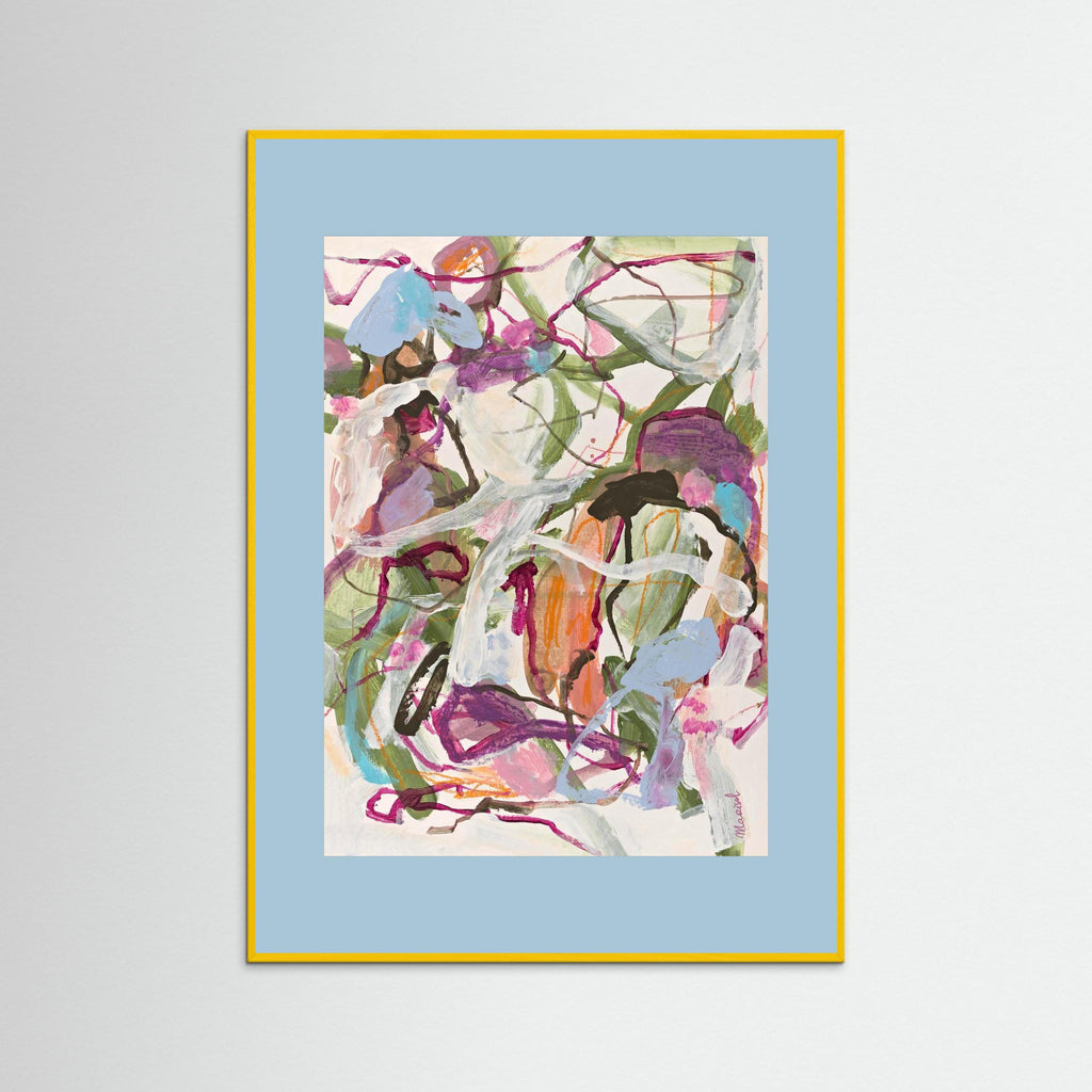 Wind Song -  Framed Fine Art Paper Print with Light Blue Passepartout