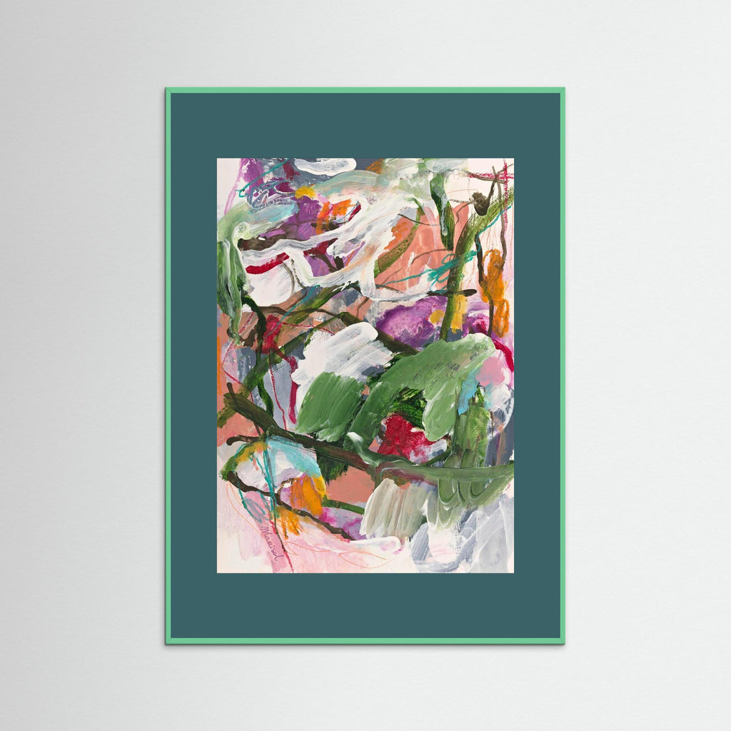 Voices in the Forest -  Framed Fine Art Paper Print with  Teal Passepartout