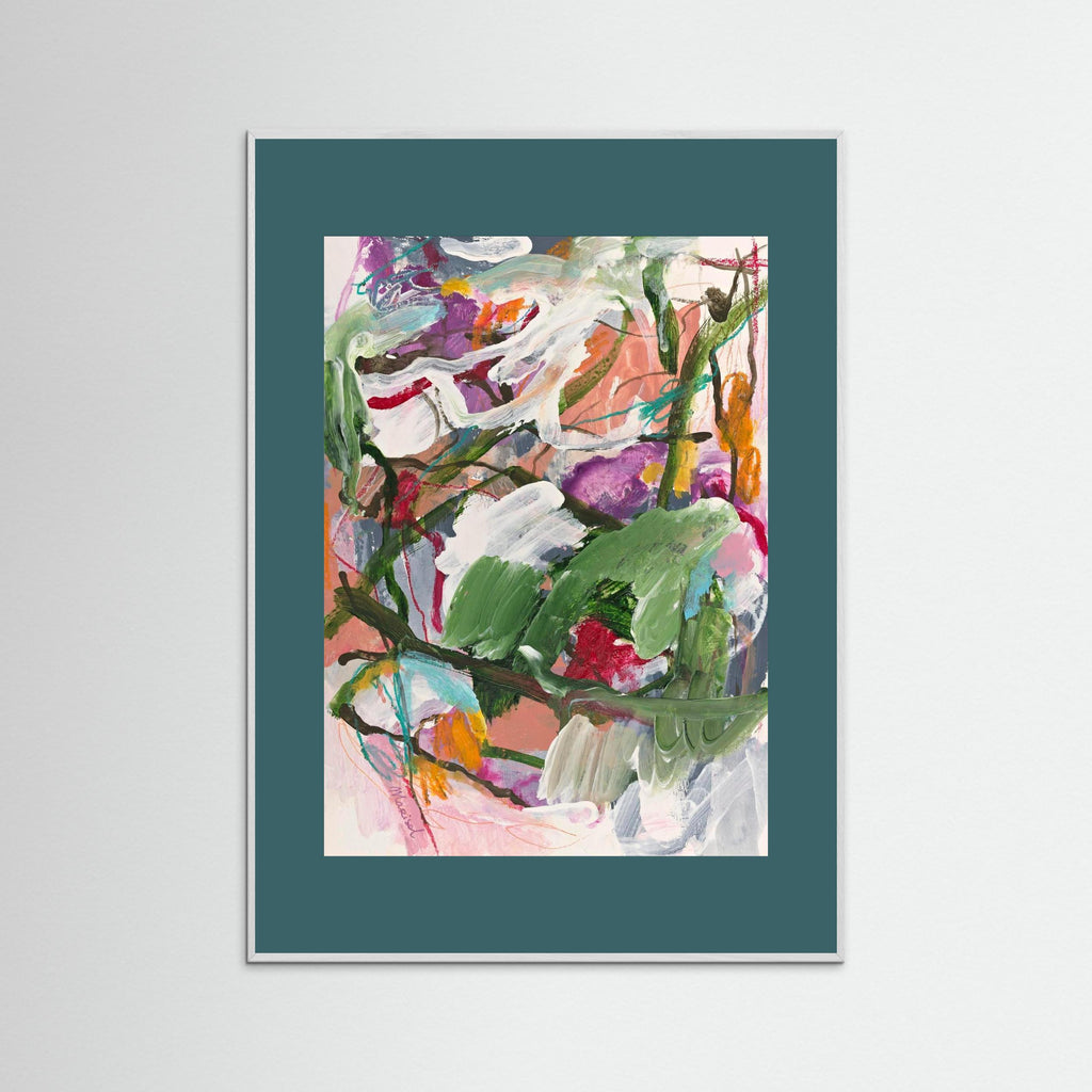 Voices in the Forest -  Framed Fine Art Paper Print with  Teal Passepartout
