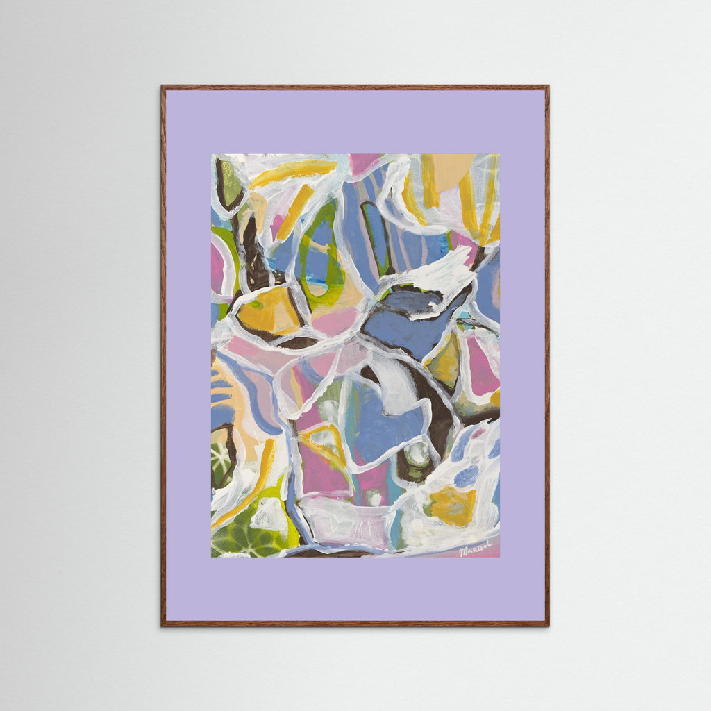 August -  Framed Fine Art Paper Print with Lilac Passepartout