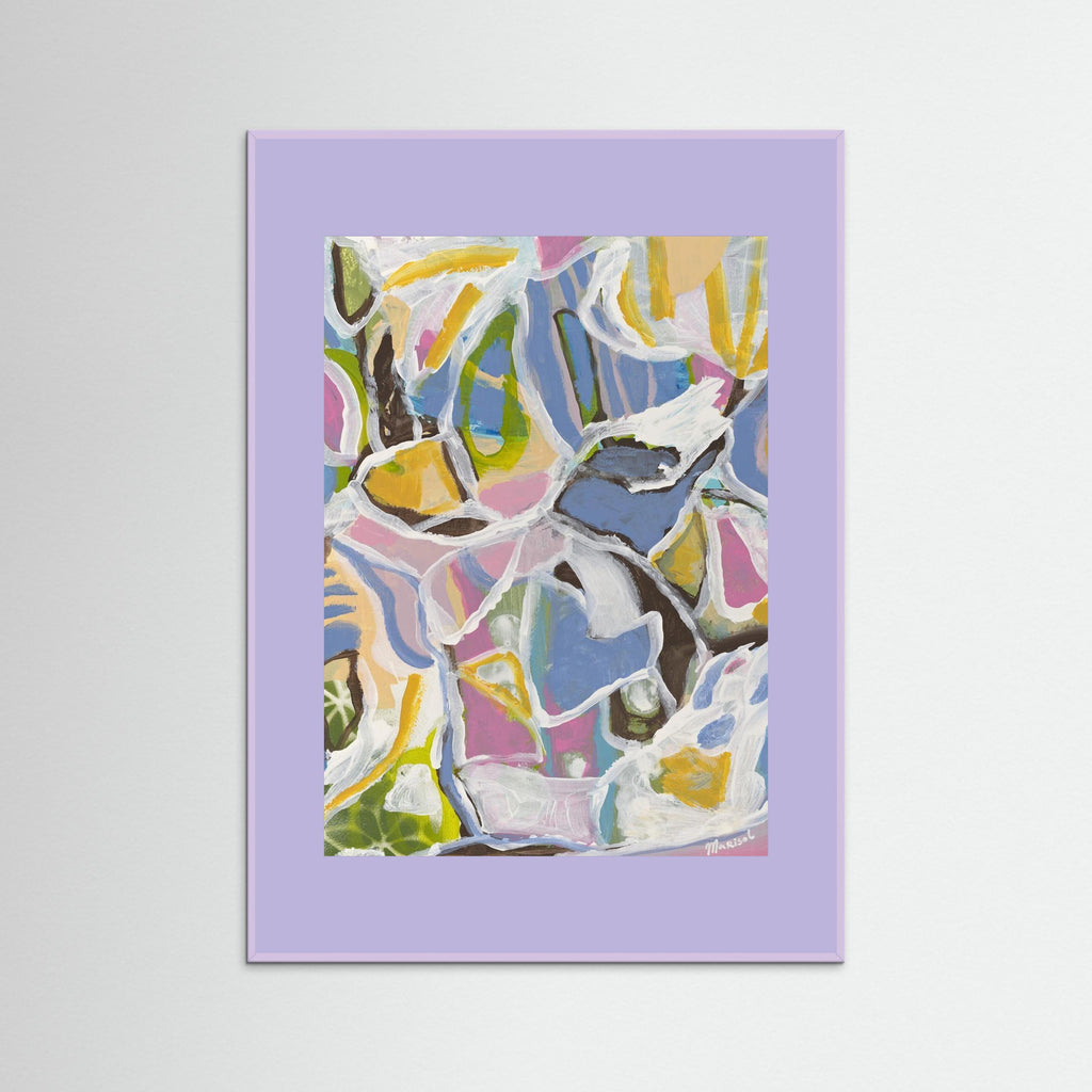August -  Framed Fine Art Paper Print with Lilac Passepartout
