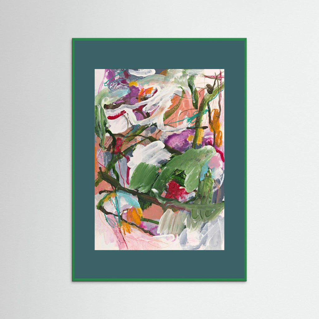 Voices in the Forest -  Framed Fine Art Paper Print with  Teal Passepartout