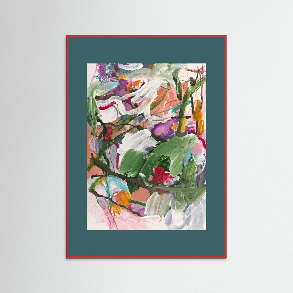 Voices in the Forest -  Framed Fine Art Paper Print with  Teal Passepartout