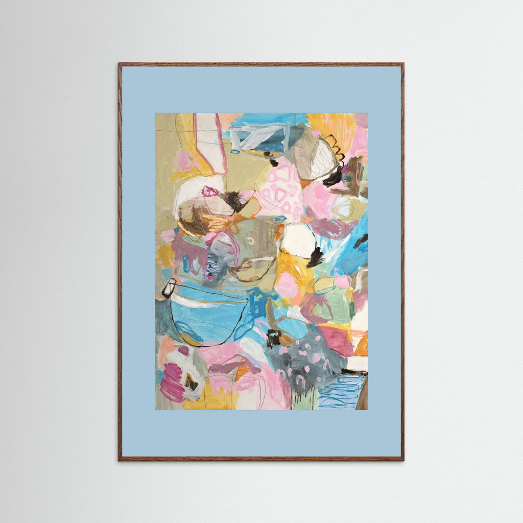 Bossa Nova Nights -  Framed Fine Art Paper Print with Light Blue Passepartout