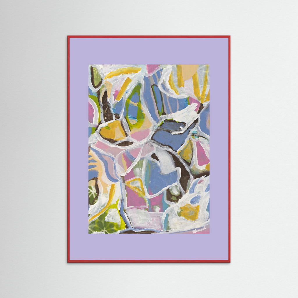 August -  Framed Fine Art Paper Print with Lilac Passepartout