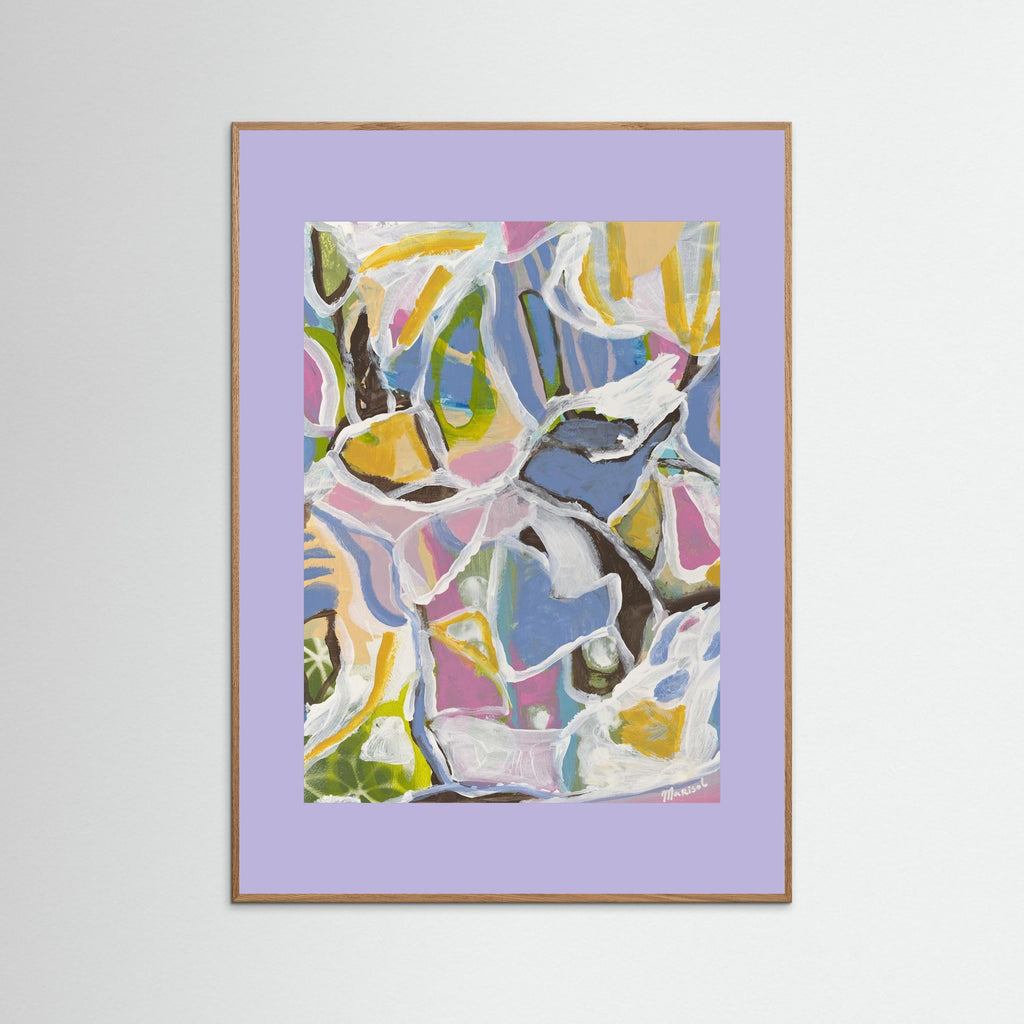August -  Framed Fine Art Paper Print with Lilac Passepartout