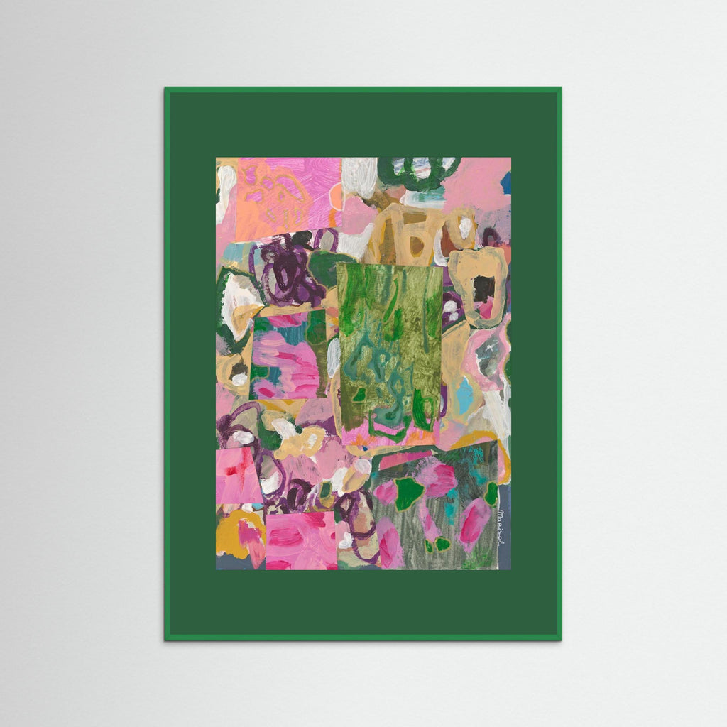 French Romance -  Framed Fine Art Paper Print with  Green Passepartout