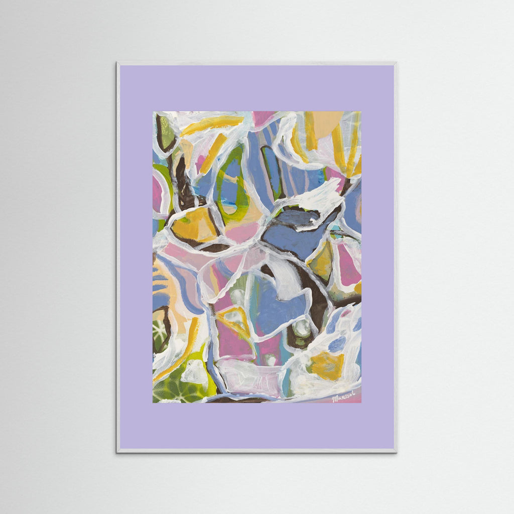 August -  Framed Fine Art Paper Print with Lilac Passepartout