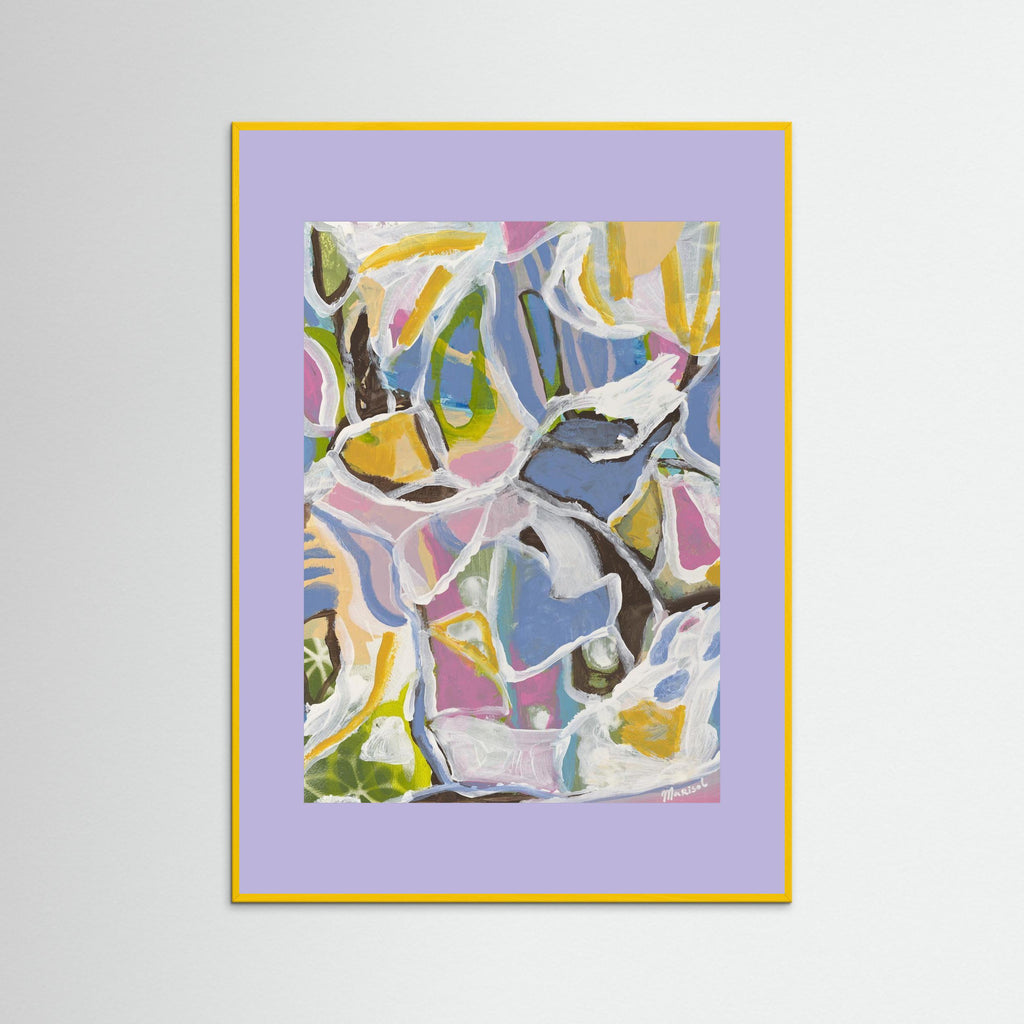 August -  Framed Fine Art Paper Print with Lilac Passepartout