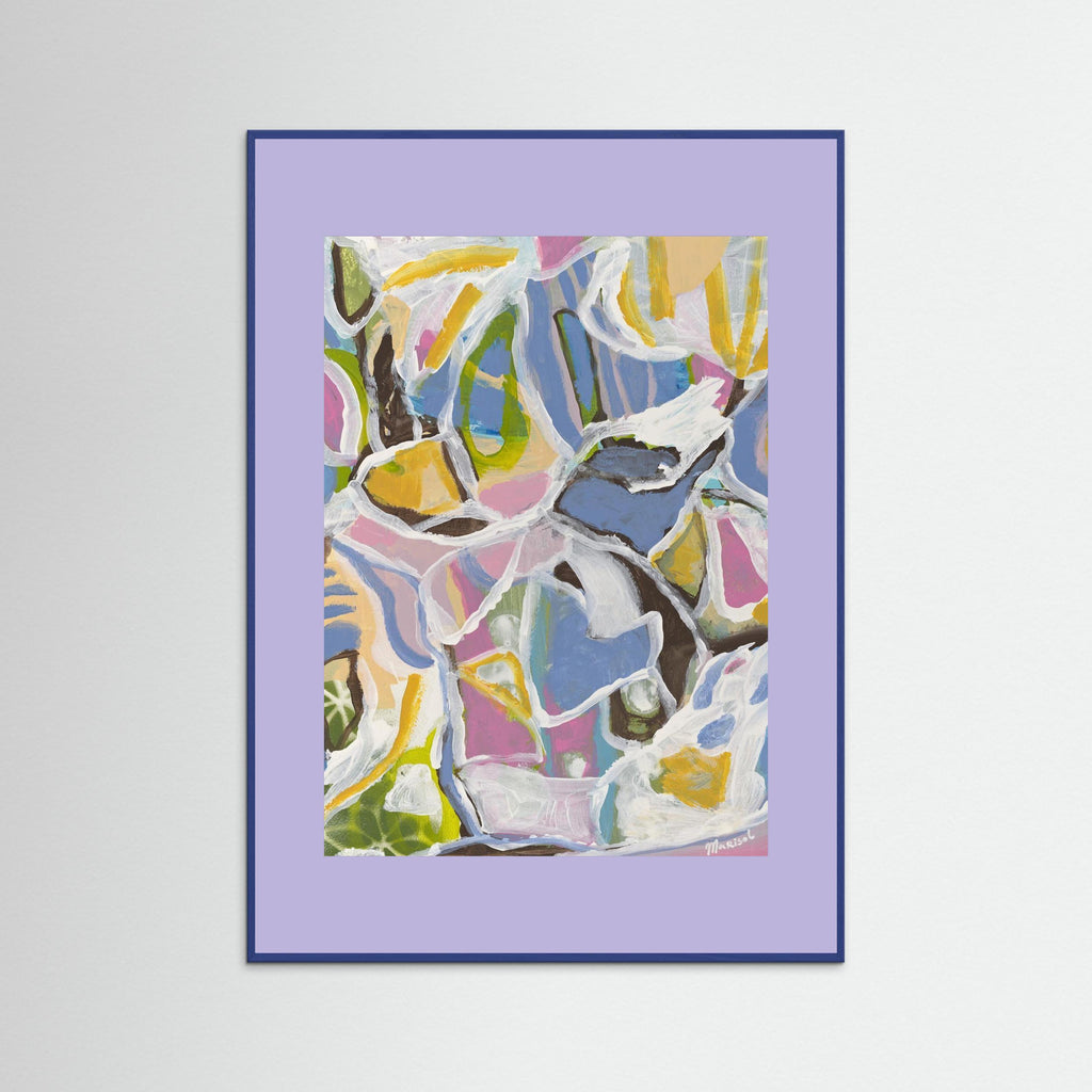 August -  Framed Fine Art Paper Print with Lilac Passepartout