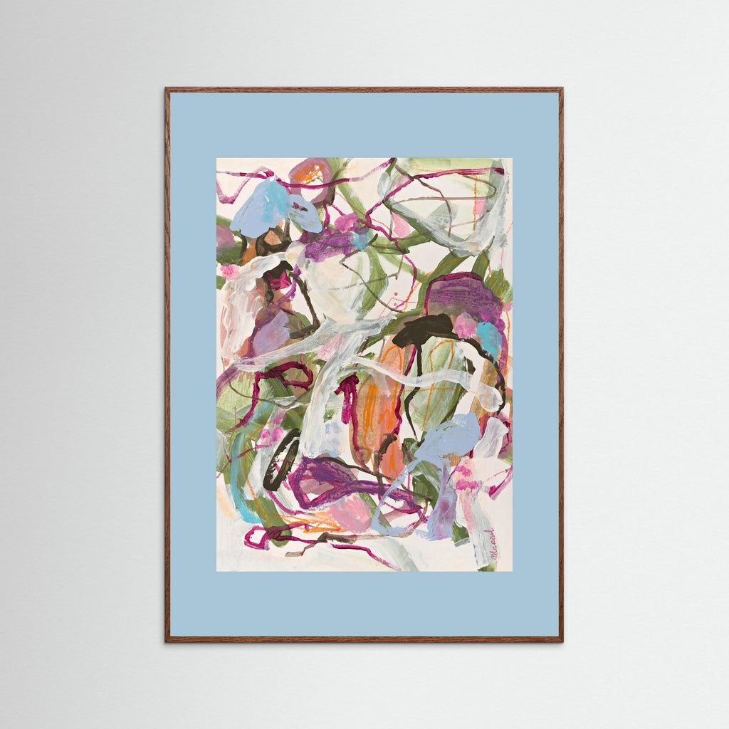 Wind Song -  Framed Fine Art Paper Print with Light Blue Passepartout
