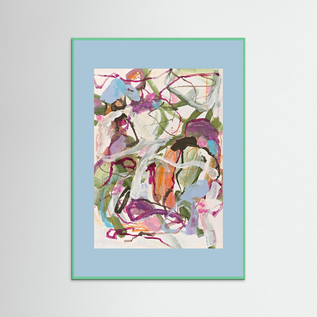 Wind Song -  Framed Fine Art Paper Print with Light Blue Passepartout